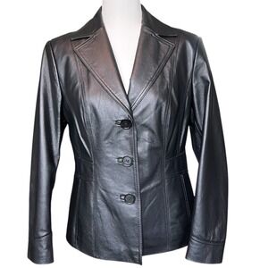 East‎ 5th Leather Jacket Blazer Women's MP Preppy Quit Luxury Biker Retro Look